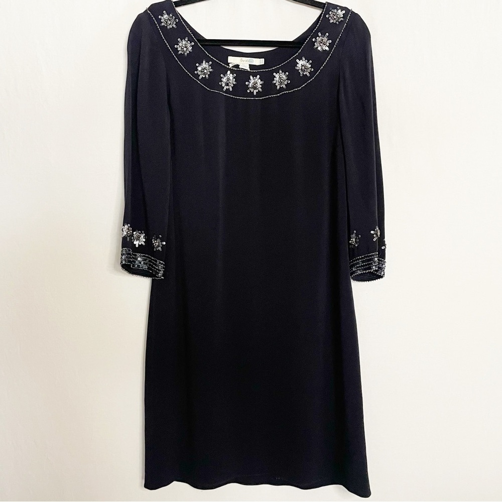 Boden Beaded Sequins Navy Evening Shift Dress NEW